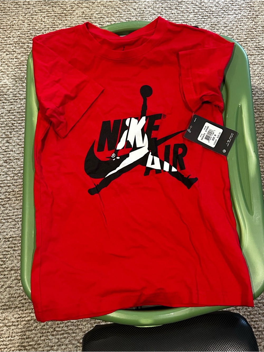 Jordan Red Short Sleeve Tee with Black & White Jumpman Graphic